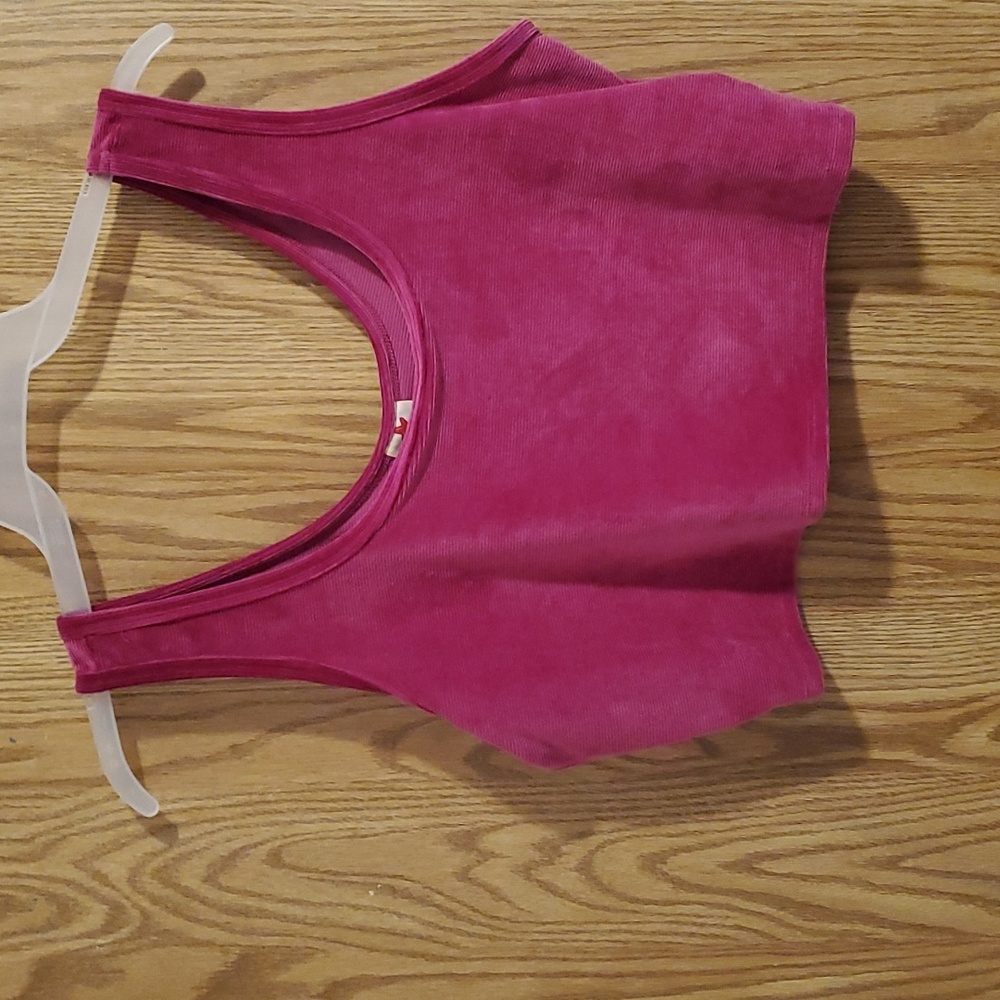 Magenta hot pink velvet crop top
